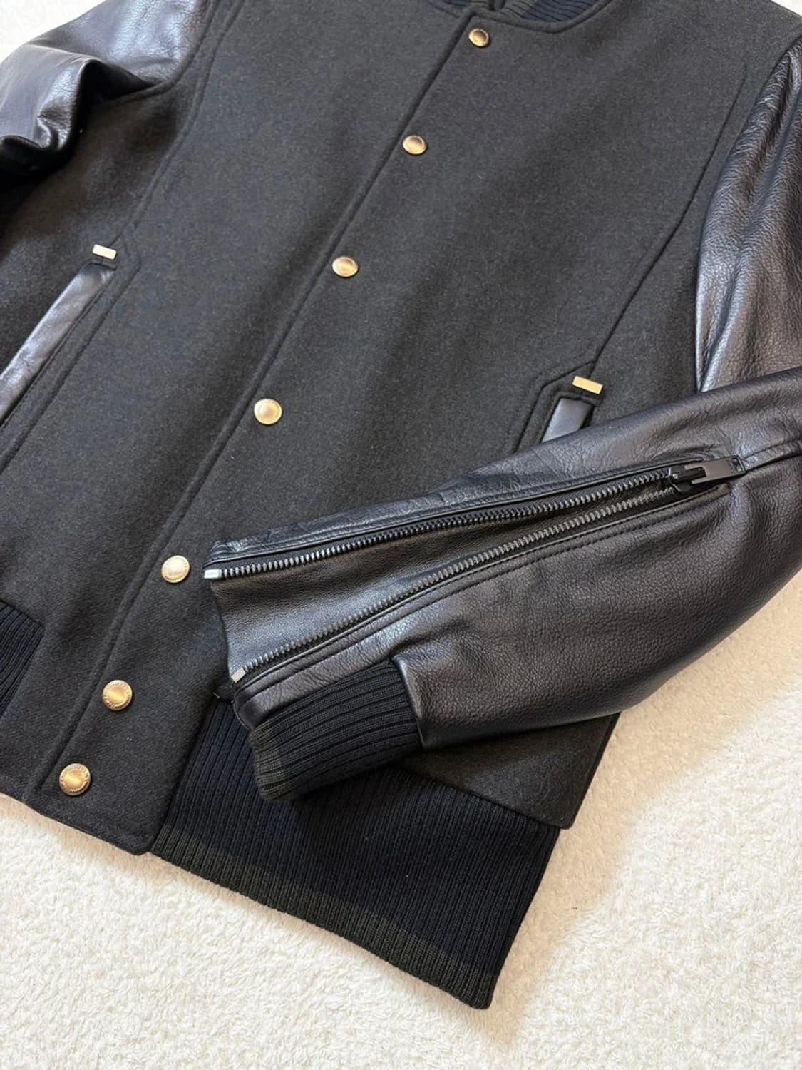 타임옴므 12FW 소가죽 배색 울 바시티 자켓 PN6056 상품이미지5