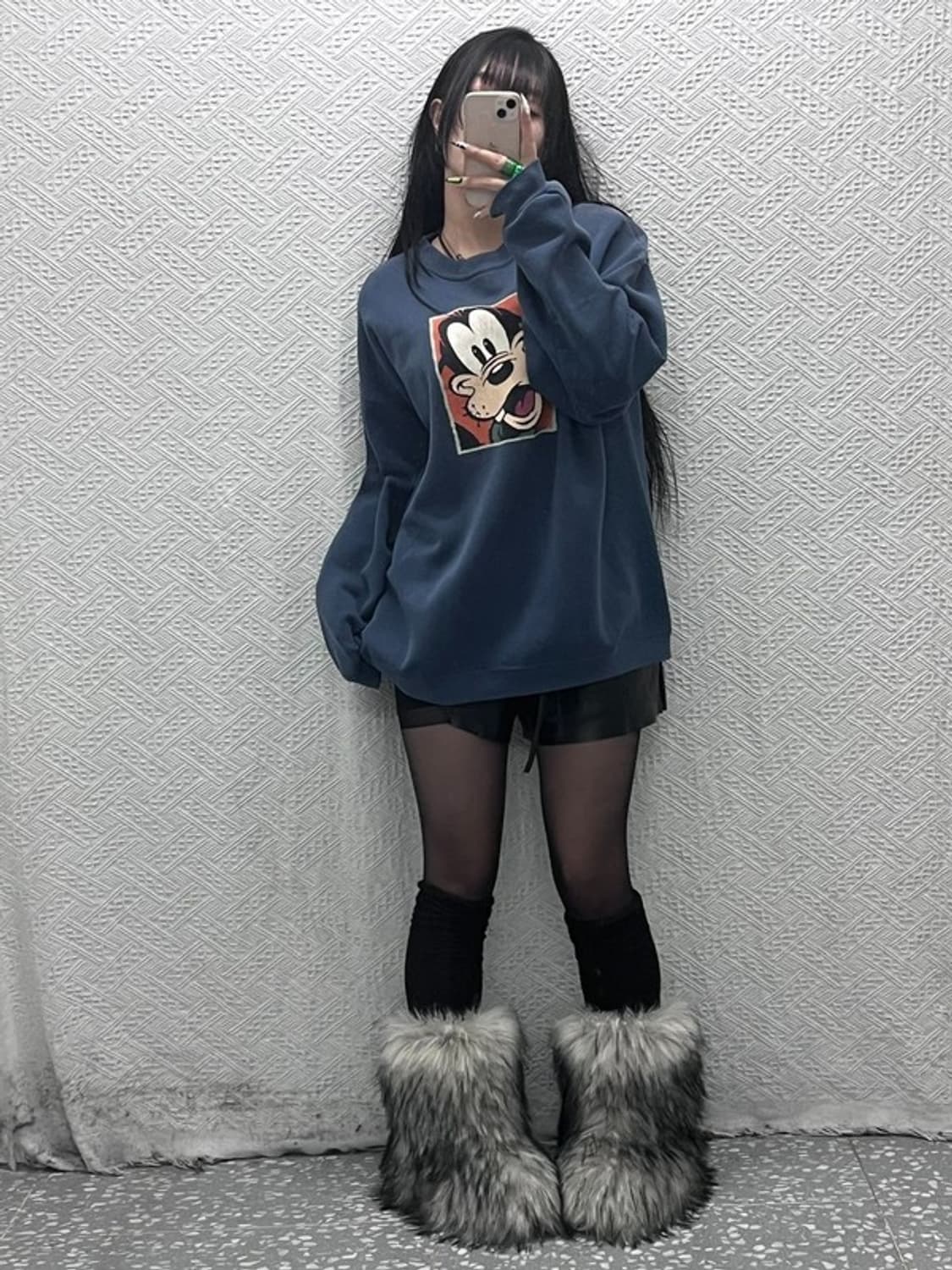 디즈니 희귀 구피 프린팅 키치 오버핏 약기모 맨투맨 110 C08688 상품이미지2