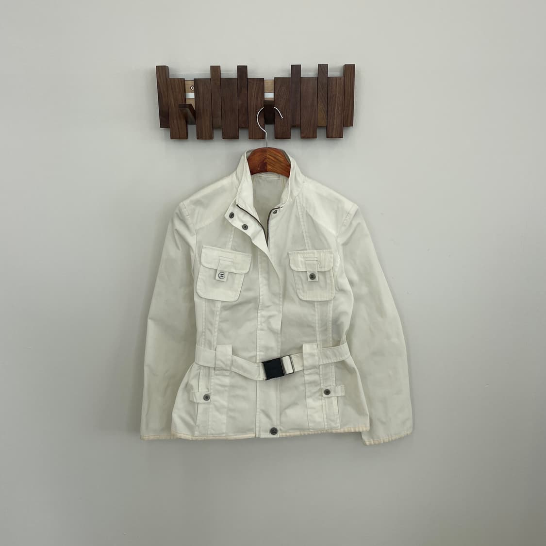 막스마라 화이트 벨티드 폴리에스터 야상 자켓 상품이미지1