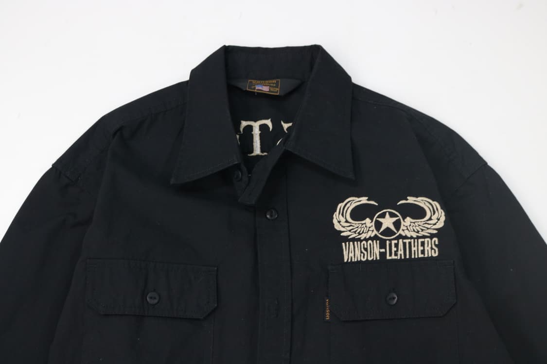 VANSON 밴슨 빈티지 스컬 윙 자수 블랙 워크 셔츠 (XL) 상품이미지6