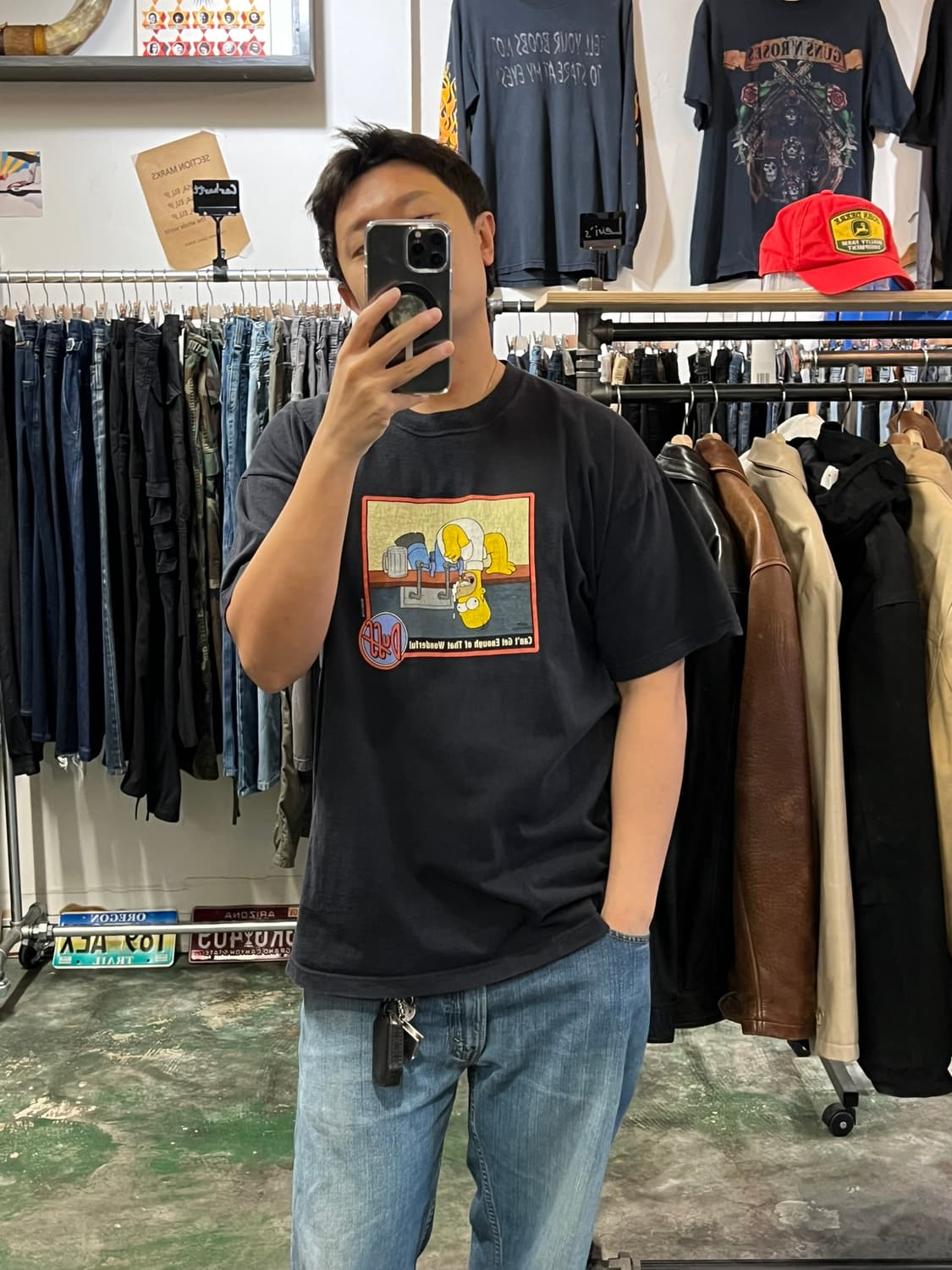 00's [XL] The Simpsons 호머 심슨 더프 애니 빈티지 티 상품이미지4