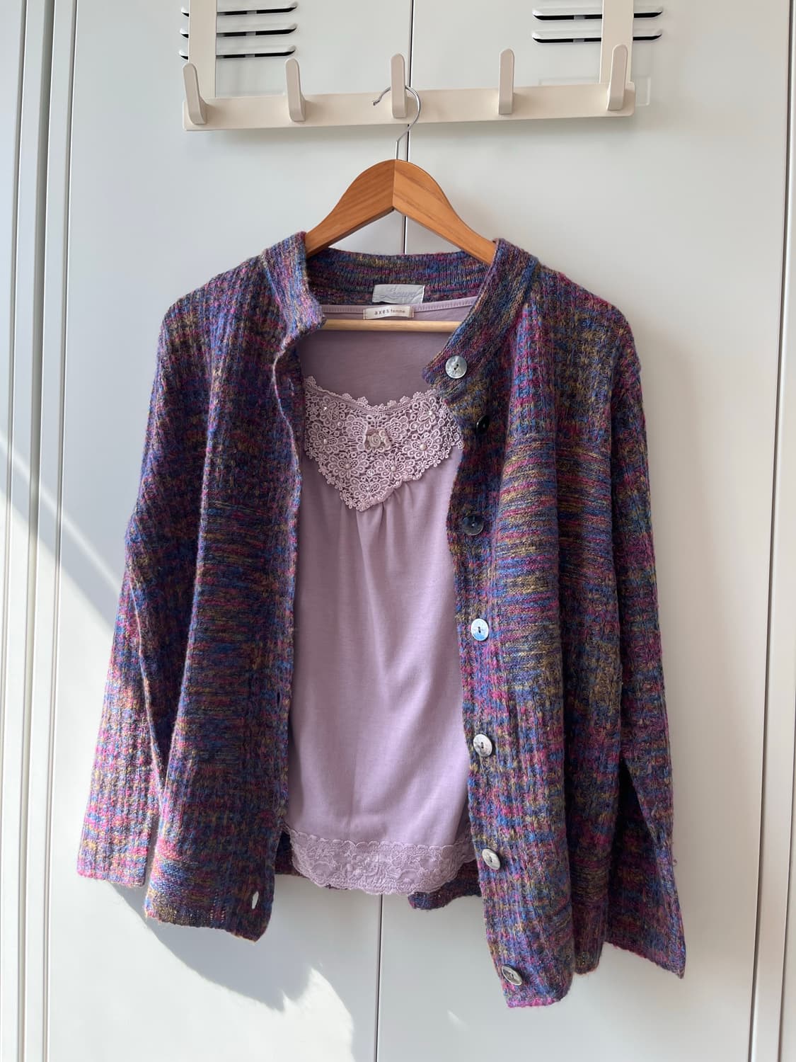 Leaure 무지개 니트 가디건 미사깔 임수정 상품이미지3