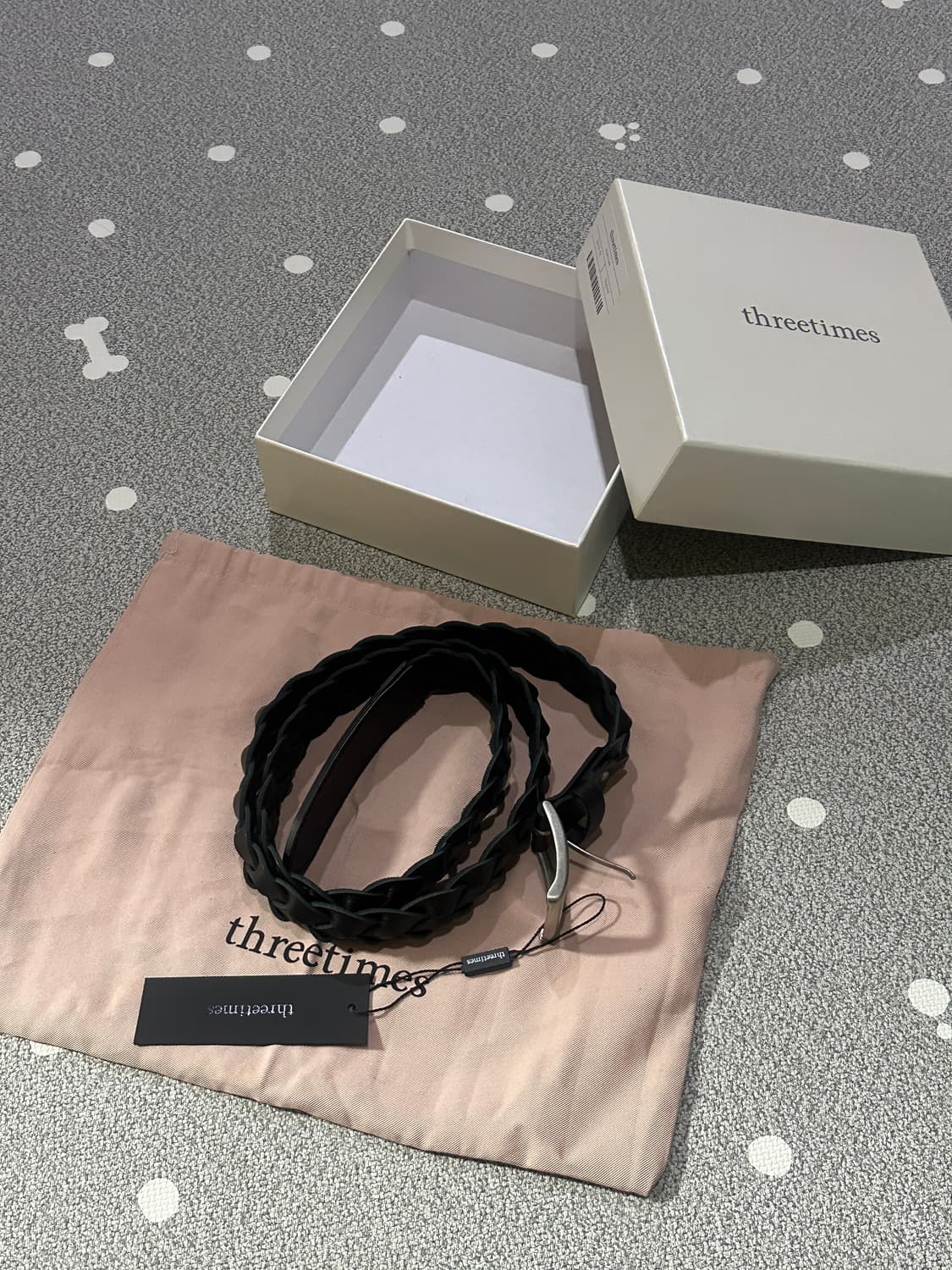 쓰리타임즈 Braid belt black M 상품이미지2