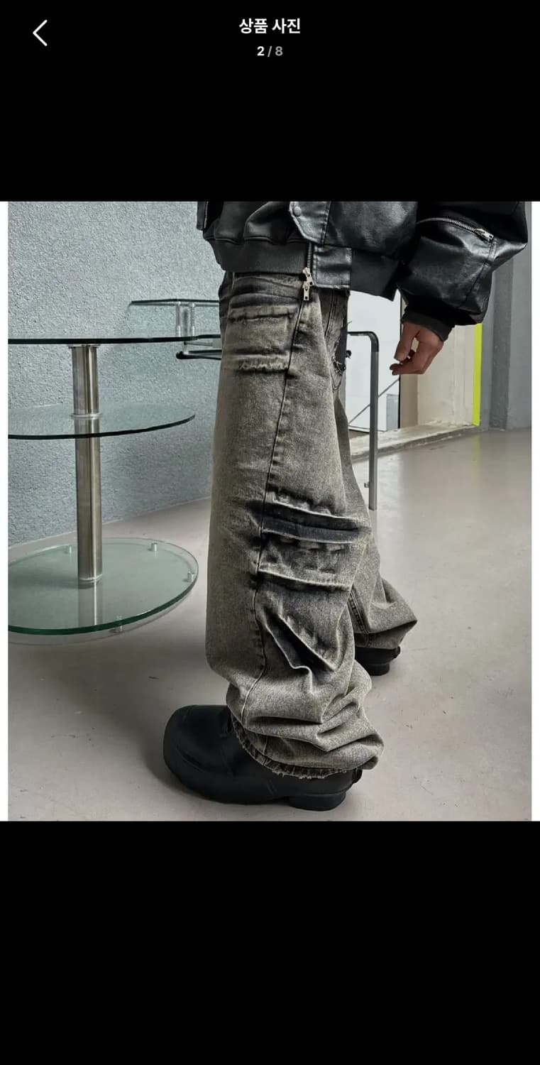 M ) 엠보 크랙 워싱 데님팬츠 상품이미지2