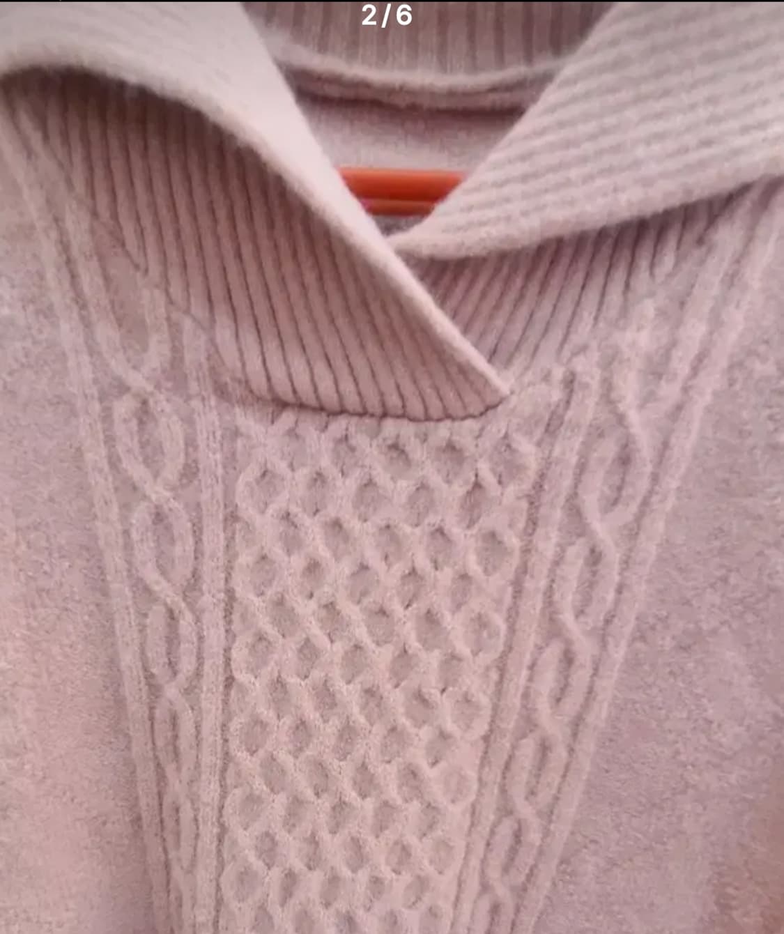 세일러 카라 샐몬 핑크 꽈배기 니트 상품이미지2