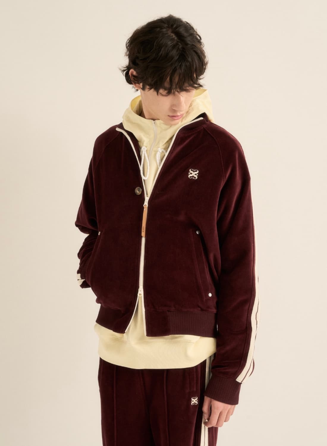 세터 로턴 벨루어 트랙 집업자켓 버건디(L) 아디다스나이키오와이아캄디네댓 상품이미지1