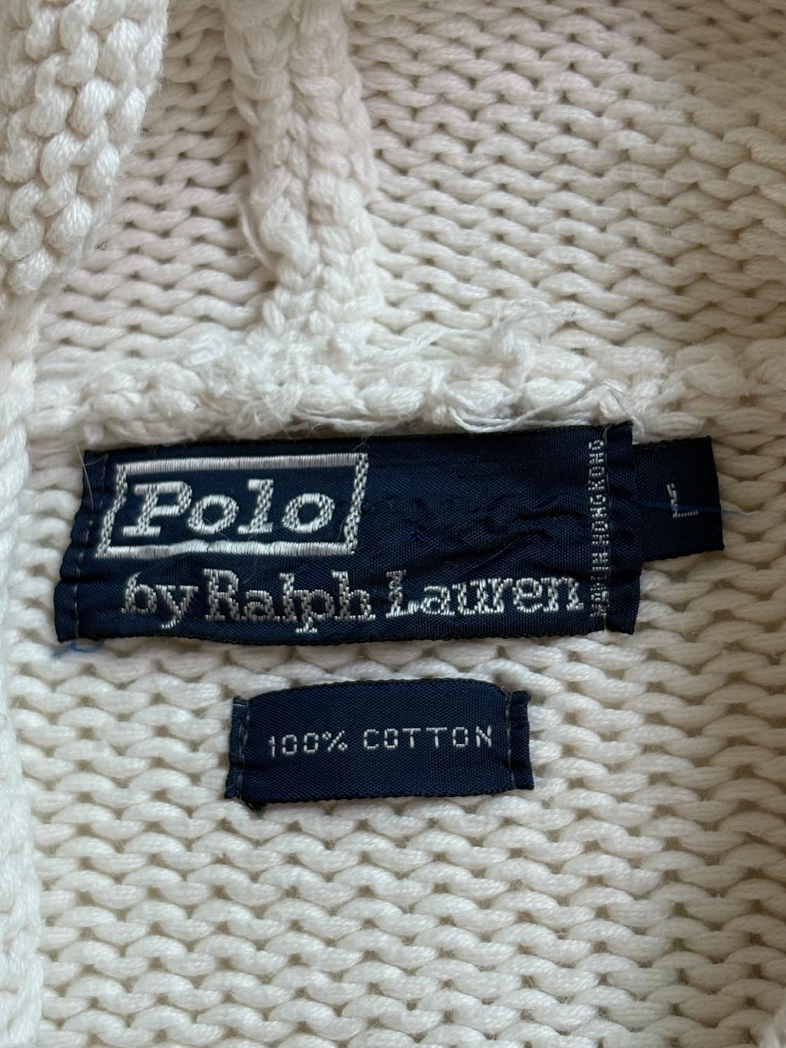 Polo 폴로 랄프로렌 90‘s 골프로고 코튼 아이보리컬러 후드 니트  상품이미지8