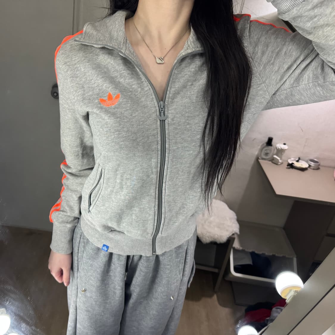 아디다스 불꽃파이어버드 트랙탑 져지 회주 등판포인트 🩶🧡 상품이미지2