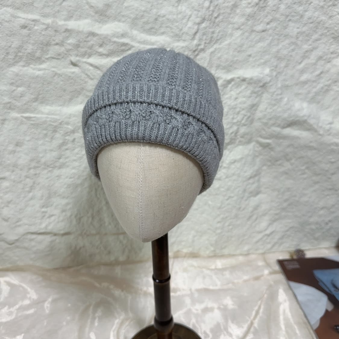 빈티지 그레이 니트 토끼털 모자 상품이미지1