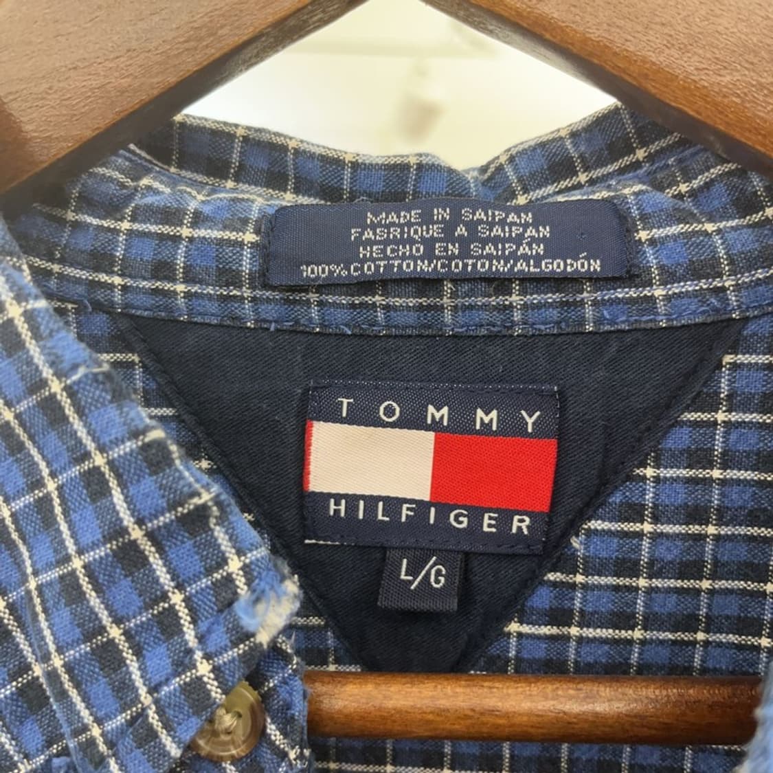 타미힐피거 올드스쿨 하이틴 월계수로고 체크 셔츠 L C08410 상품이미지5