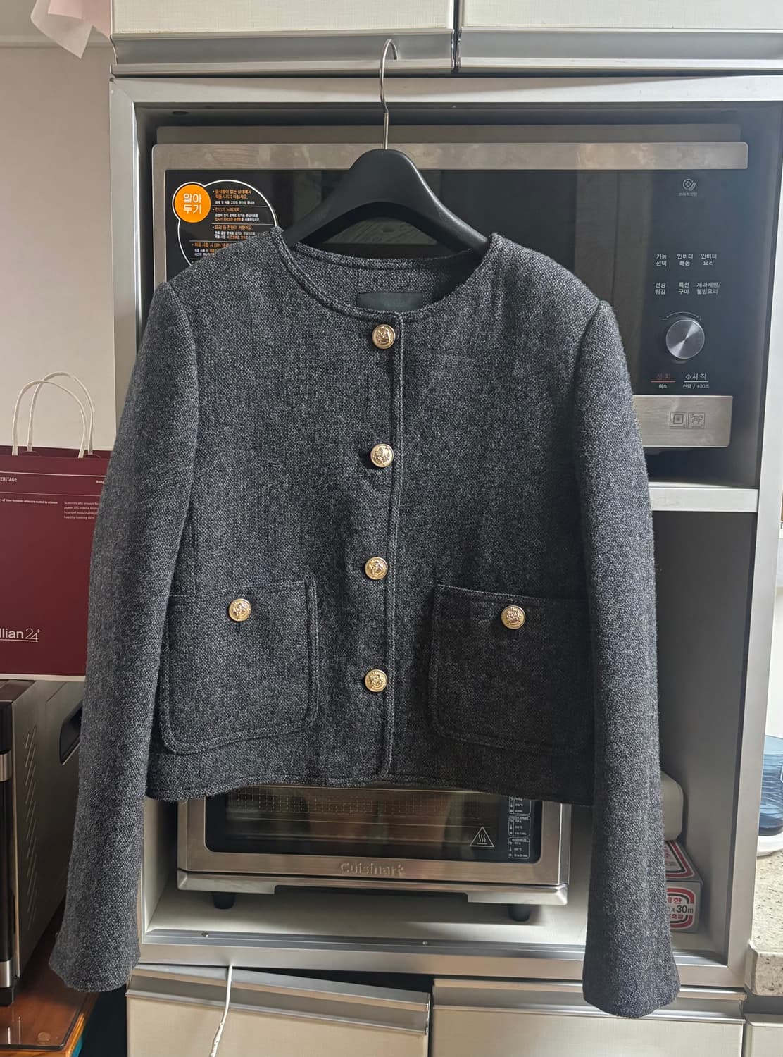 룩캐스트 베이비 알파카 트위드 자켓 차콜 S(안감누빔O) 정가 268,0 상품이미지4