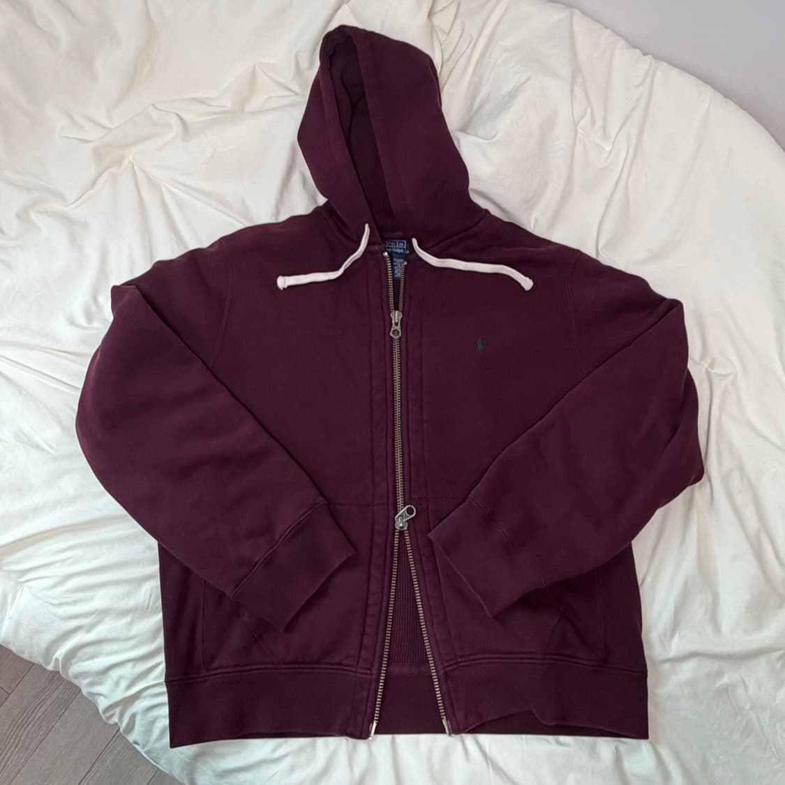 폴로 랄프로렌 빈티지 버건디 투웨이 후드집업 XL 상품이미지2