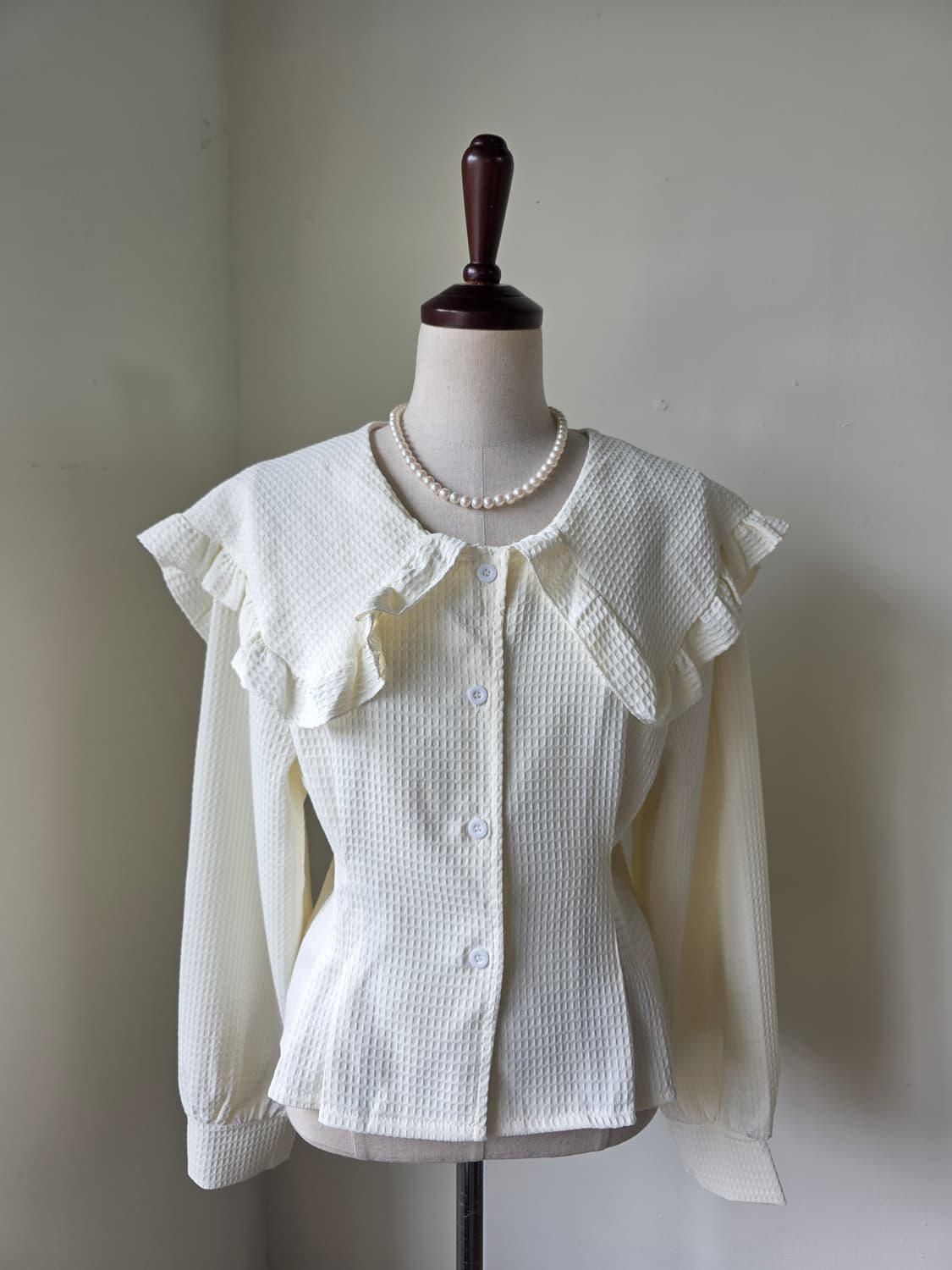 와플 빅카라 블라우스 상품이미지2