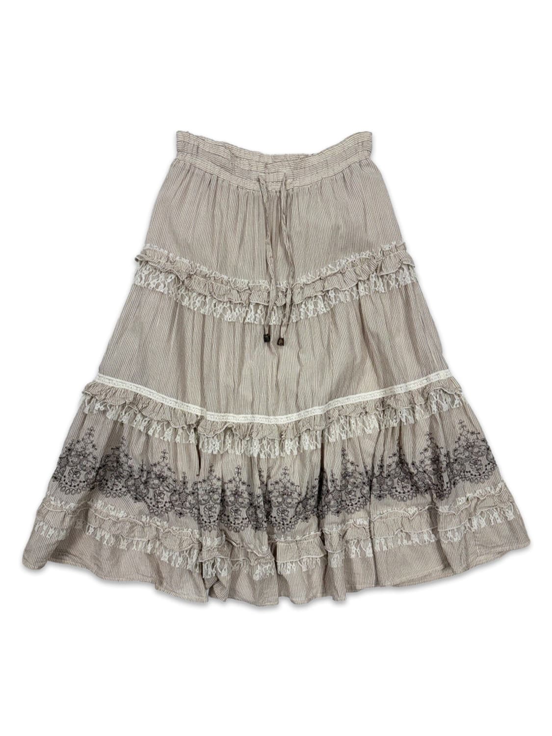 빈티지 Axes Femme 프릴 롱 플레어 롱 스커트 상품이미지1