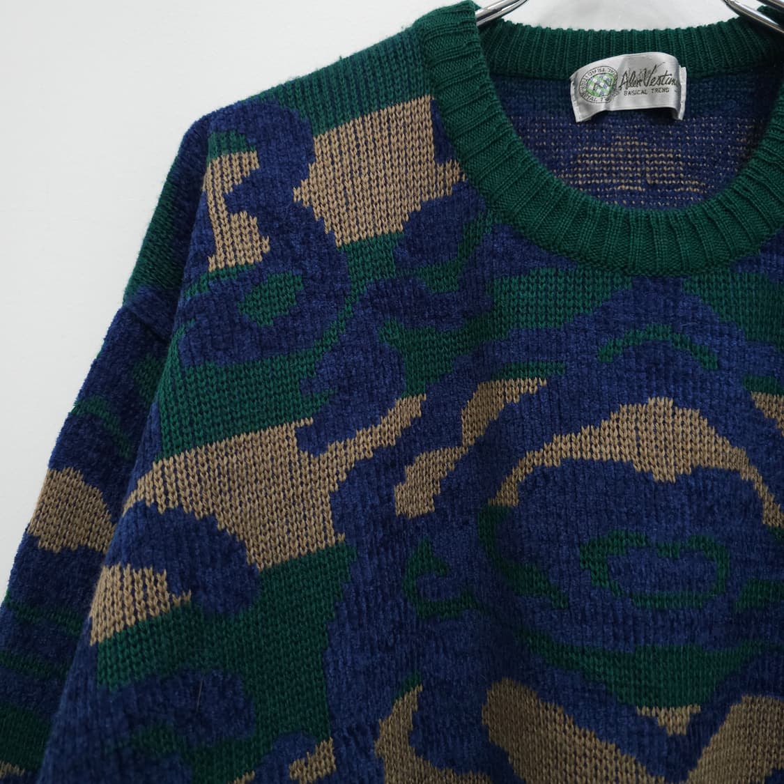 모혼방 블루 패턴 빈티지 니트 일본빈티지 상품이미지4