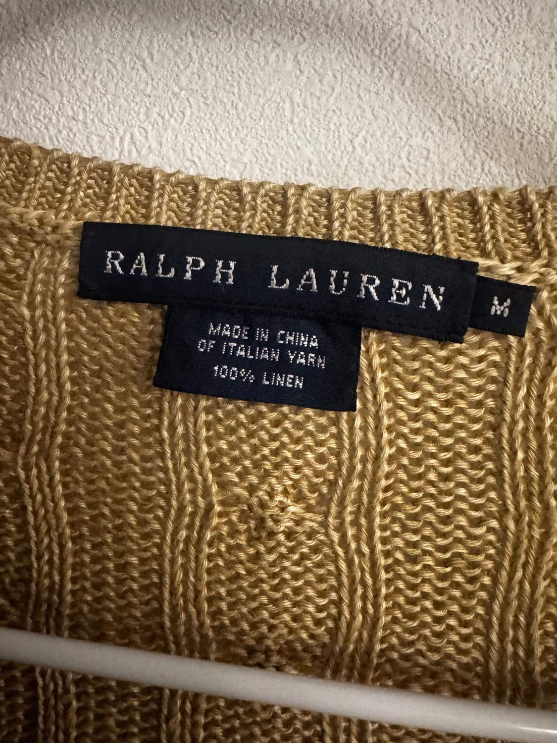 랄프로렌 딥브이넥 베이지 꽈배기 니트 상품이미지2