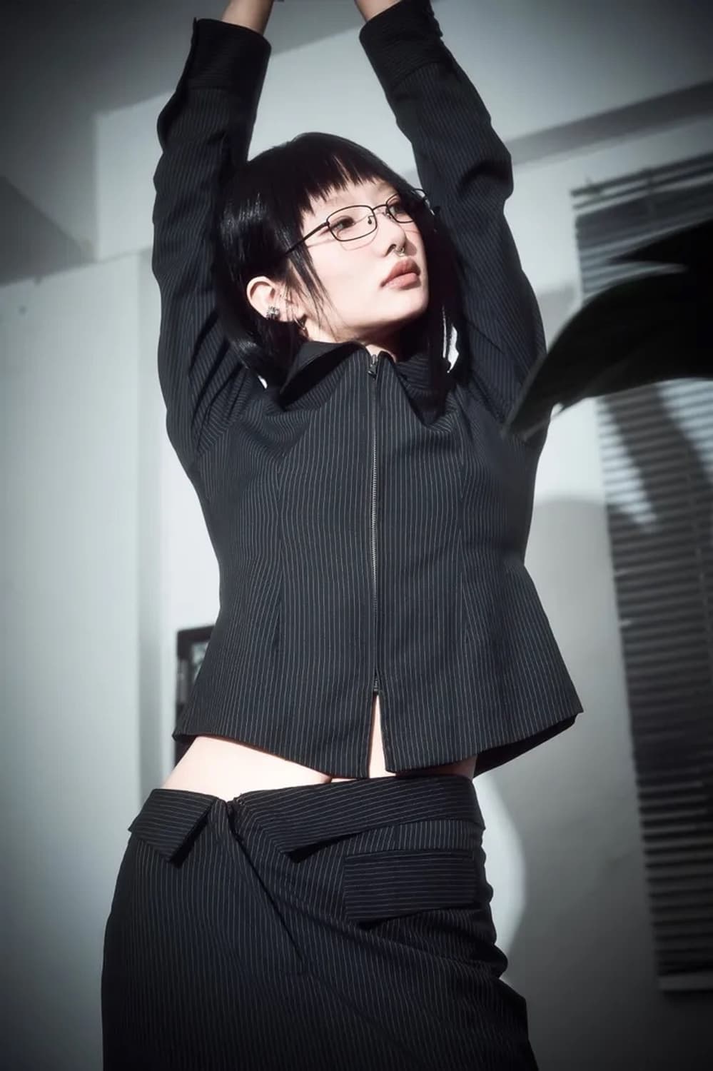 디어미 오피스 롱스커트 스트라이프 스커트 오도어 상품이미지7