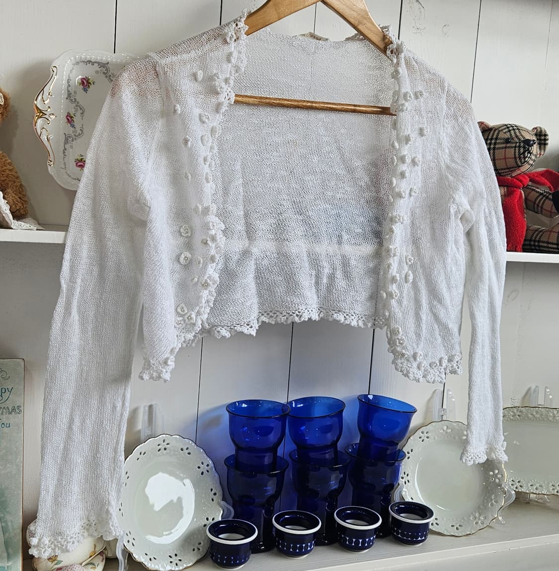 LEST ROSE 플라워 코사지 니트 볼레로 가디건 상품이미지2