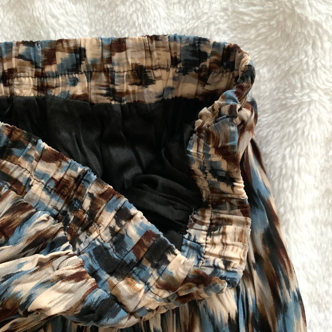 빈티지 이자벨마랑 스타일 블루 레오파드 패턴 플리츠 롱스커트 상품이미지3