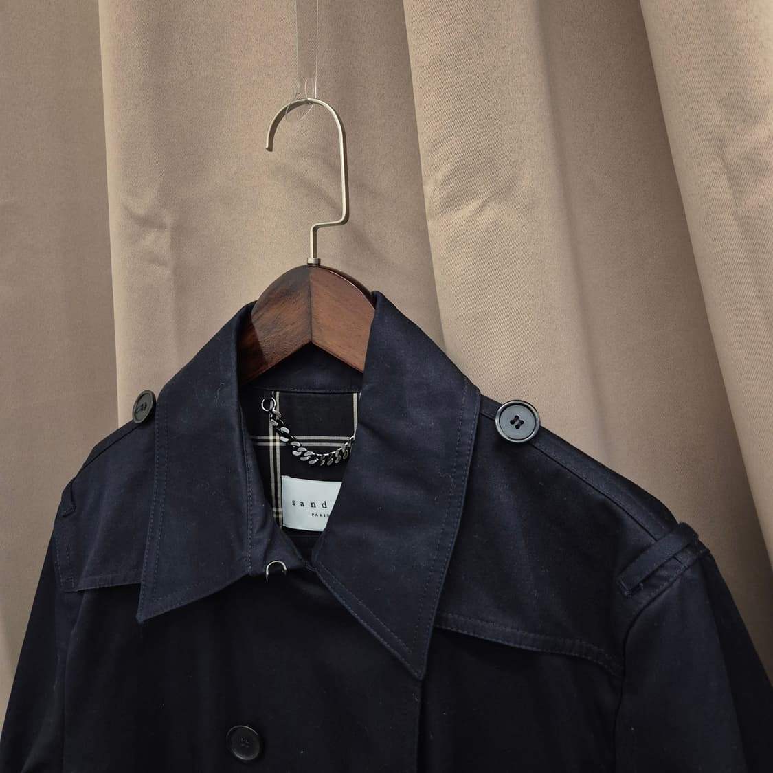 산드로 슬림핏 클래식 더블 브레스티드 트렌치코트 M 상품이미지2