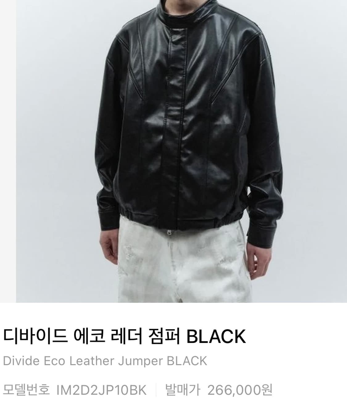 [L] 인사일런스 디바이드 에코 레더 점퍼 블랙 상품이미지1