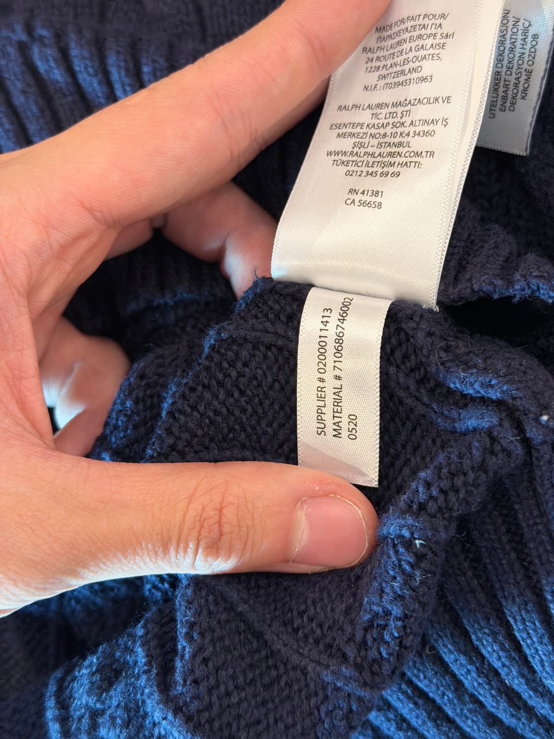 폴로 랄프로렌 꽈배기 케이블 니트 네이비 상품이미지6