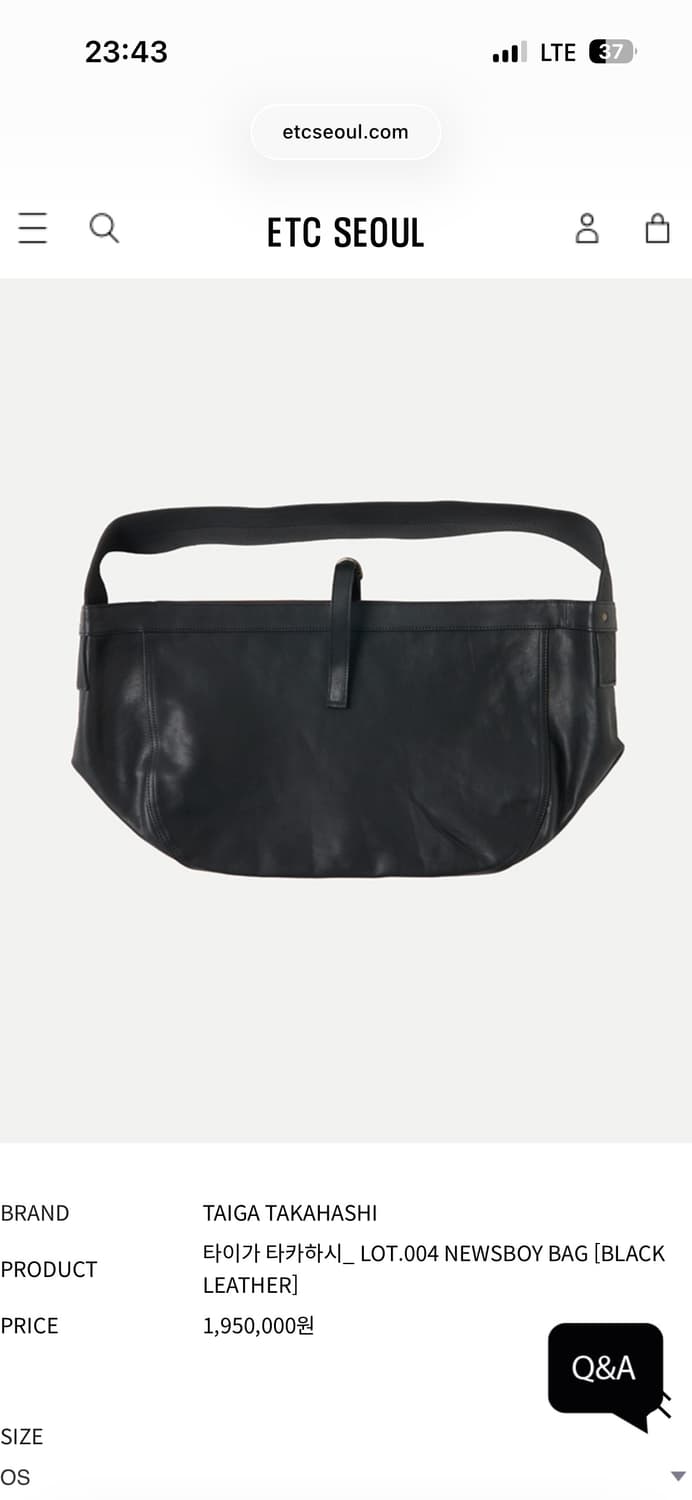 [매장구매] 타이가 타카하시 T.T 뉴스보이백 L 블랙 상품이미지5