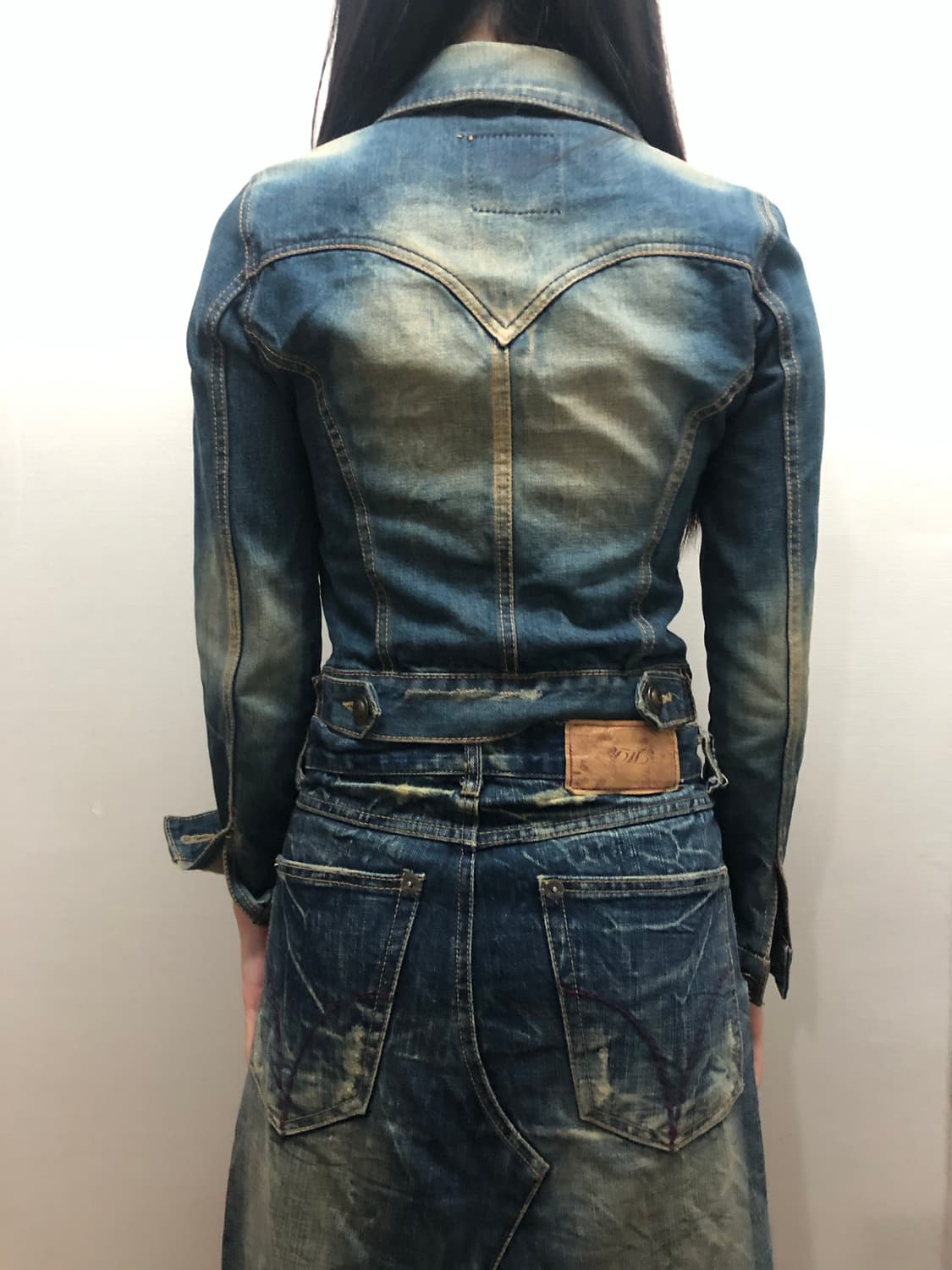 빈티지 데님 옐로우 워싱 크롭 자켓 상품이미지6