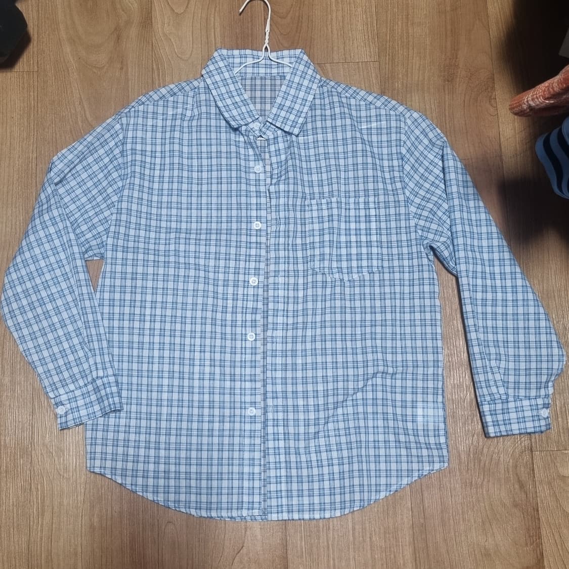 하늘 체크 긴팔 셔츠 상품이미지1