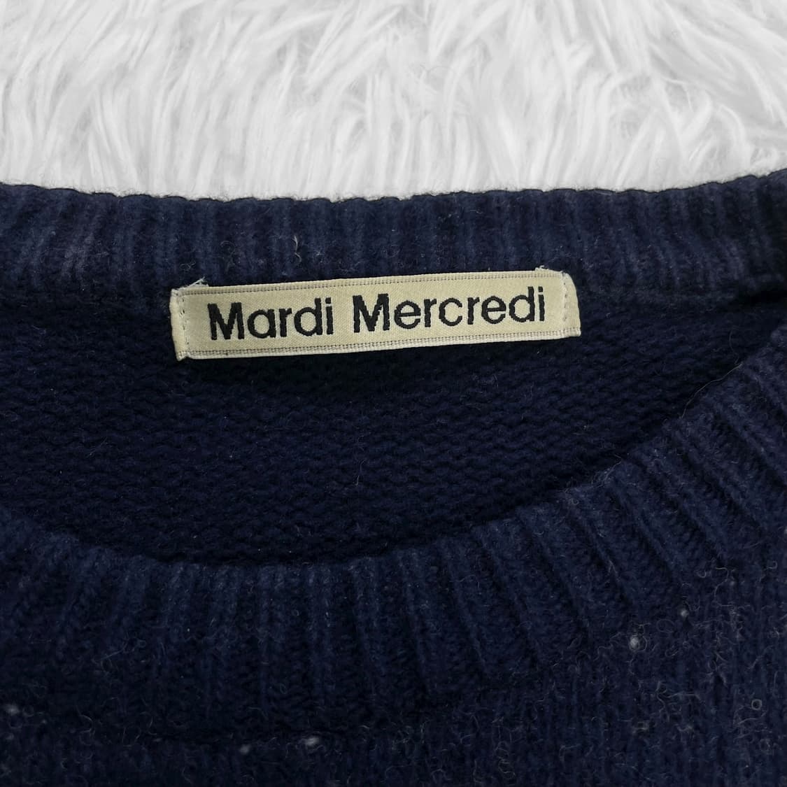 마르디메크르디 플라워 라운드 니트 네이비 상품이미지4