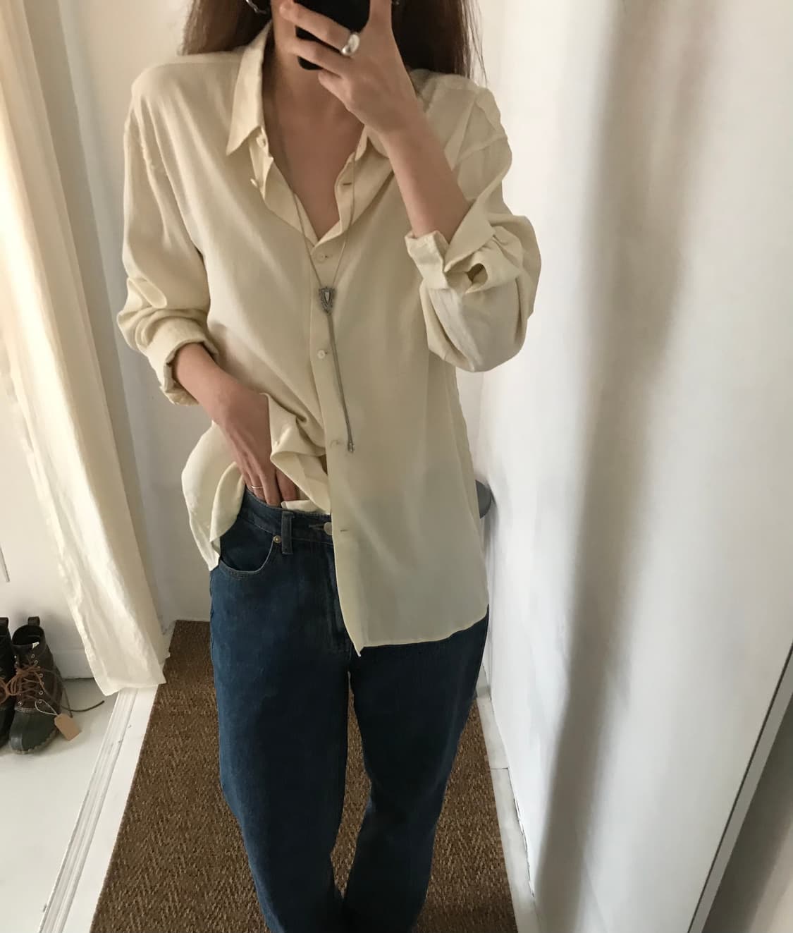 yellow silk shirt 상품이미지6