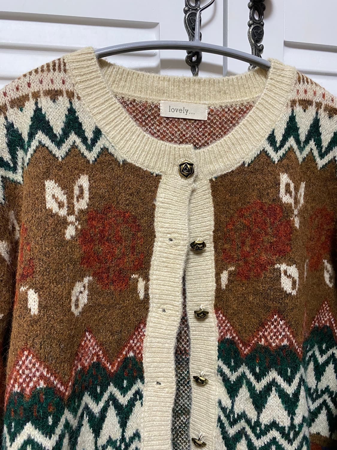 플라워 가디건 장미 단추 상품이미지2