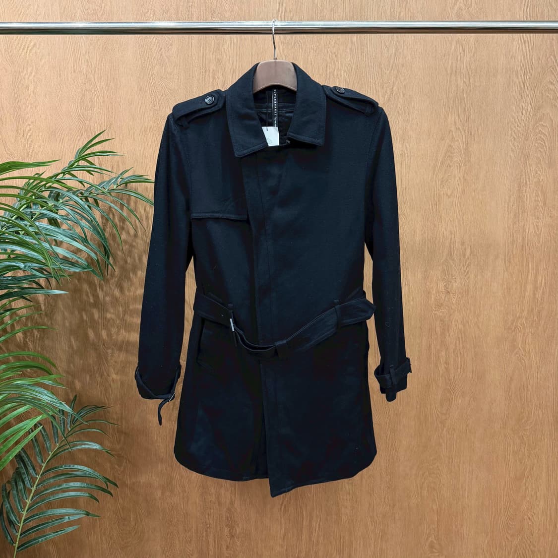 블랙바렛 바이 닐바렛 트렌치 코트 견장 허리 벨트 스트랩 디테일 블랙 상품이미지1