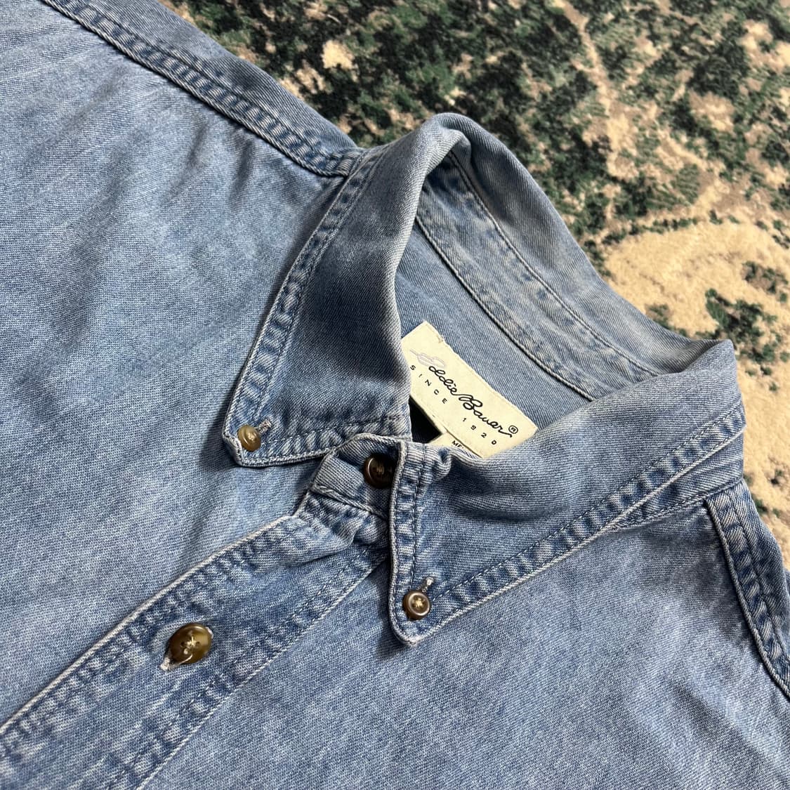 90s Eddie Bauer 에디바우어 투포켓 데님 아메카지 셔츠(XL) 상품이미지3