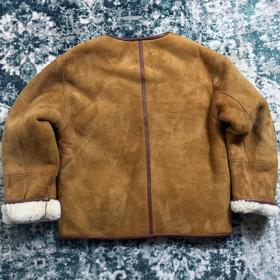 90s Turquie 스웨이드 무스탕 라인 시어링 자켓(M) 상품이미지4