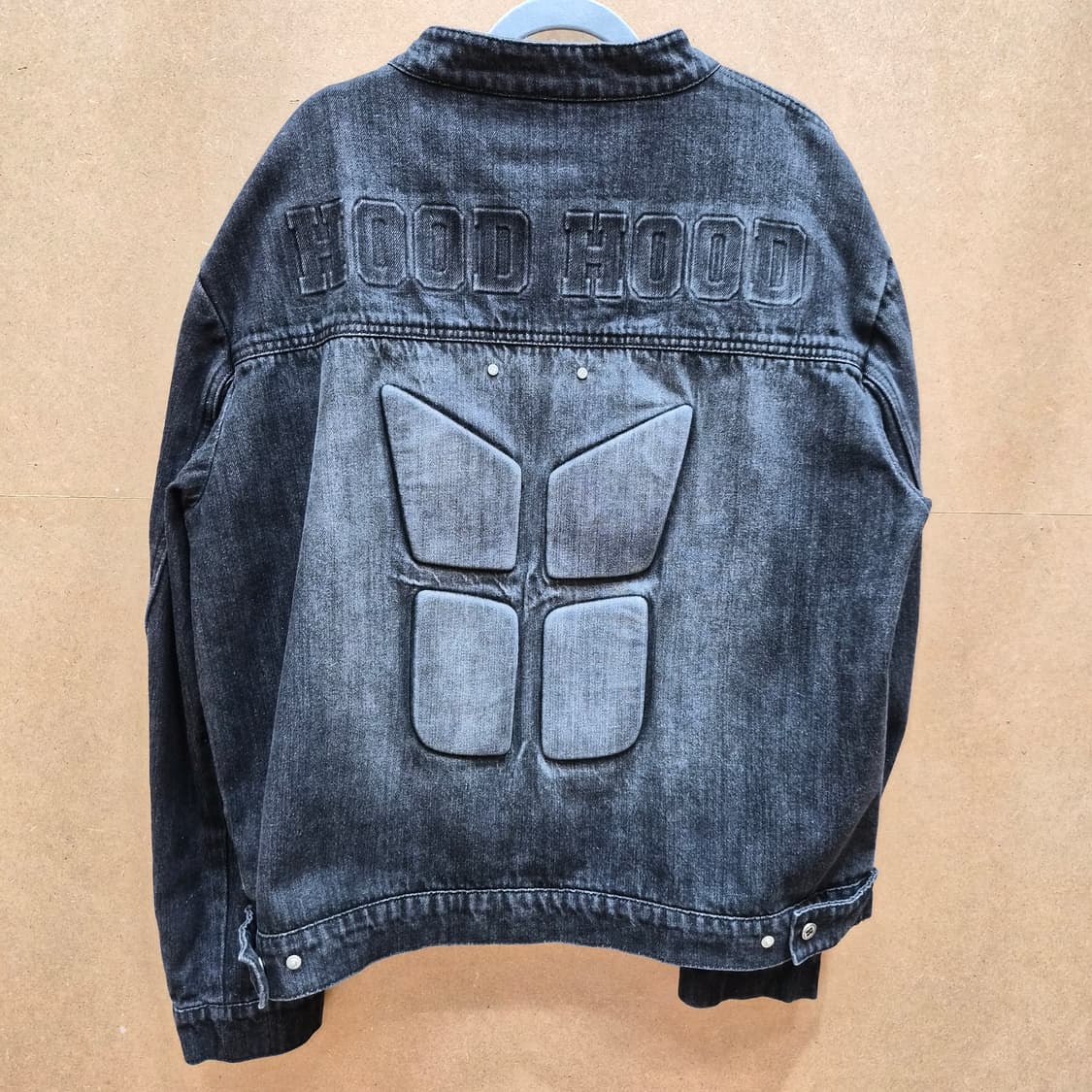 후드후드 엠보싱 데님 바이커 자켓 블랙 상품이미지9