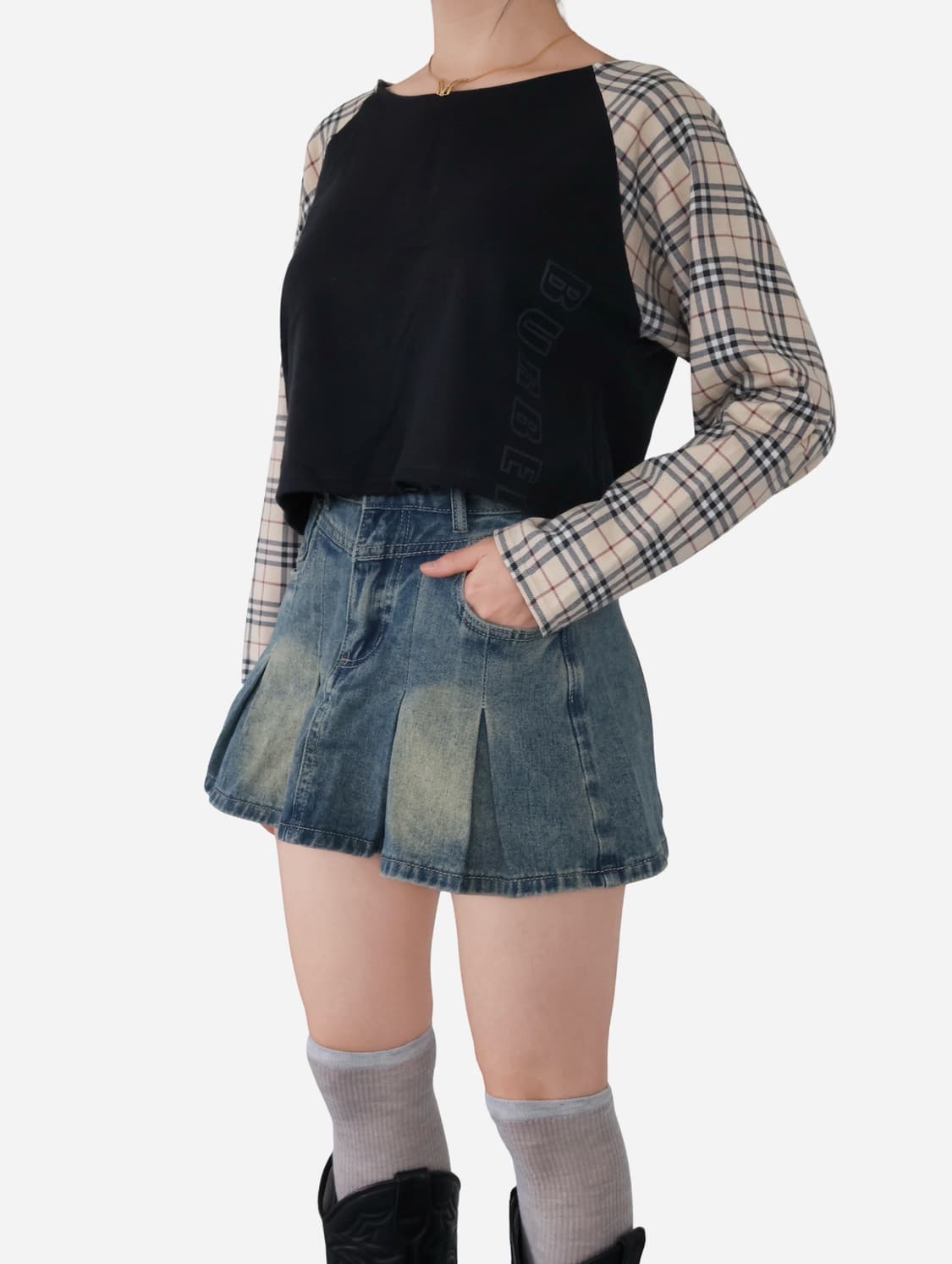 Burberry Vintage Check Sleeve Crop Top 상품이미지3