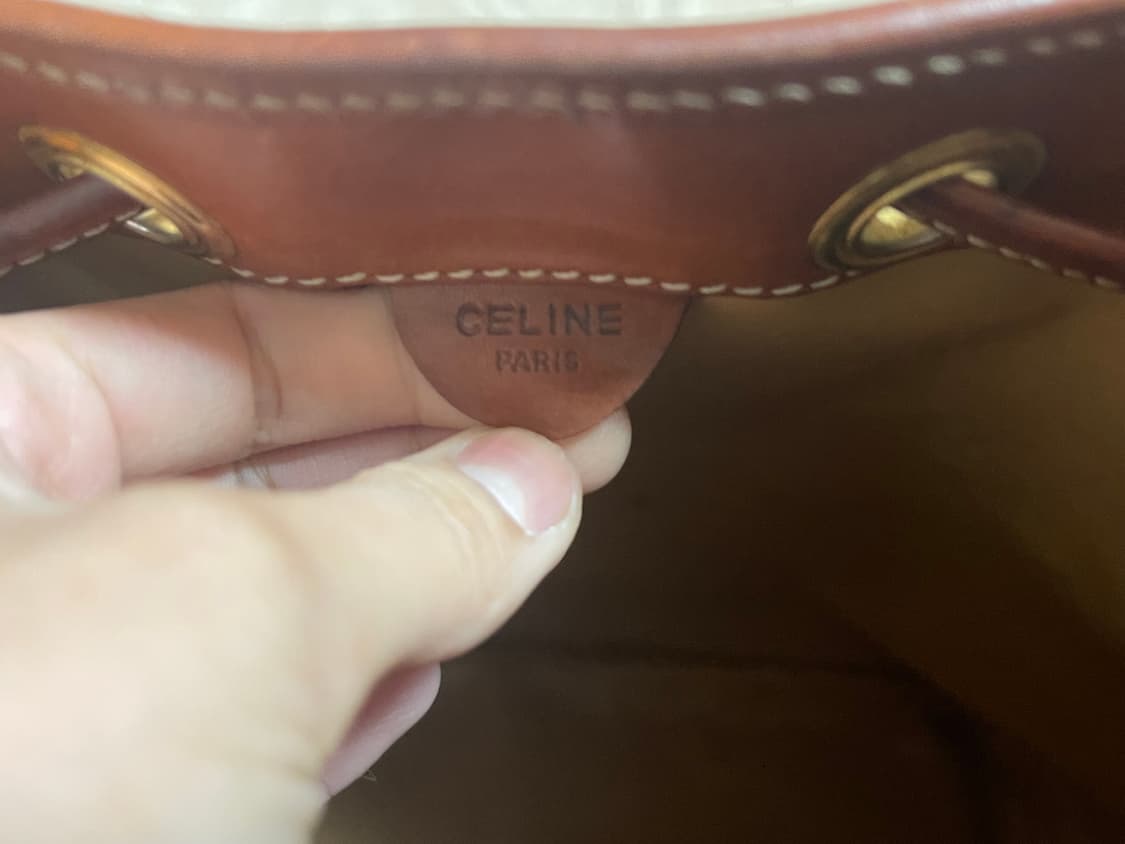 셀린느 빈티지 드로스트링 버킷백 브라운 트리오페 크로스백 마카담 캔버스 상품이미지9