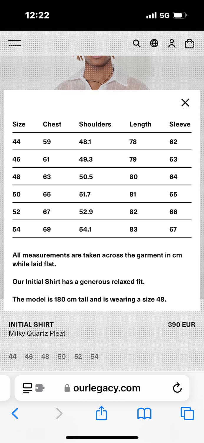 아워레가시 밀키 쿼츠 셔츠 48 새상품  상품이미지9