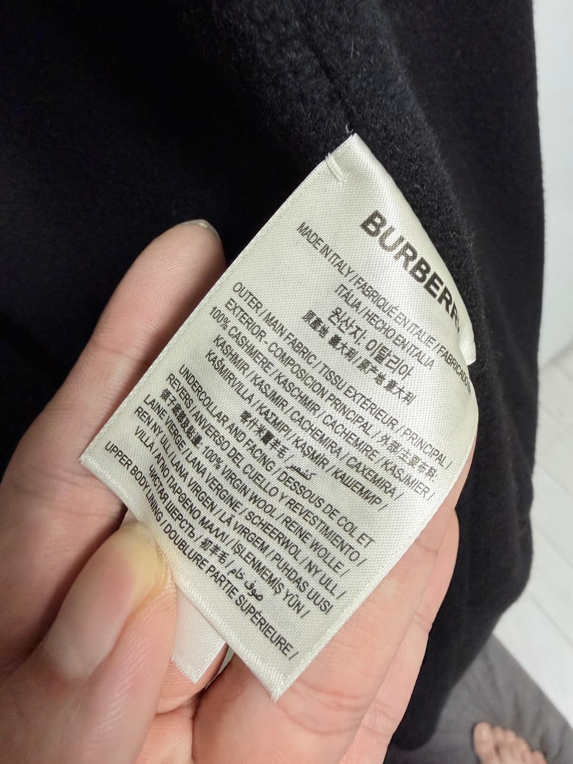 버버리 캐시미어100% 핸드메이드 싱글 코트/48(50) 상품이미지4