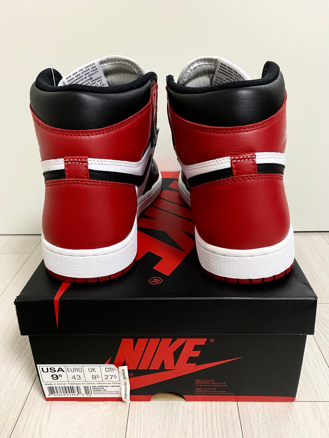 NIKE AIR JORDAN 1 HIGH OG BLACK TOE 2016 상품이미지6