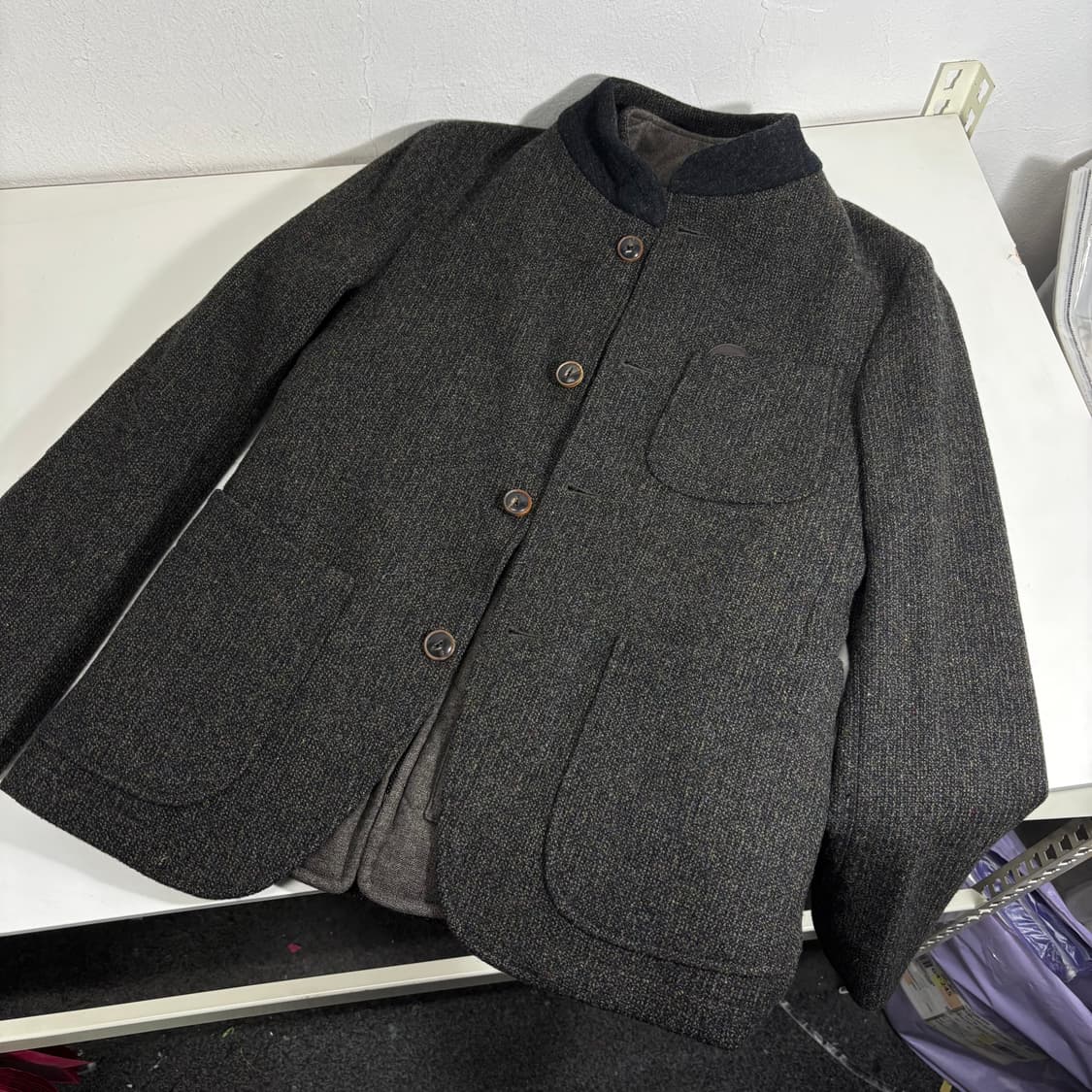 90-95 커스텀멜로우 누빔조끼내피 울 블레이져 상품이미지1