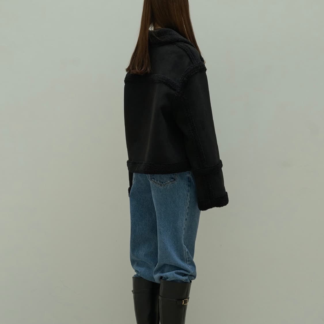 엘리오티 스웨이드 크롭 무스탕 상품이미지2