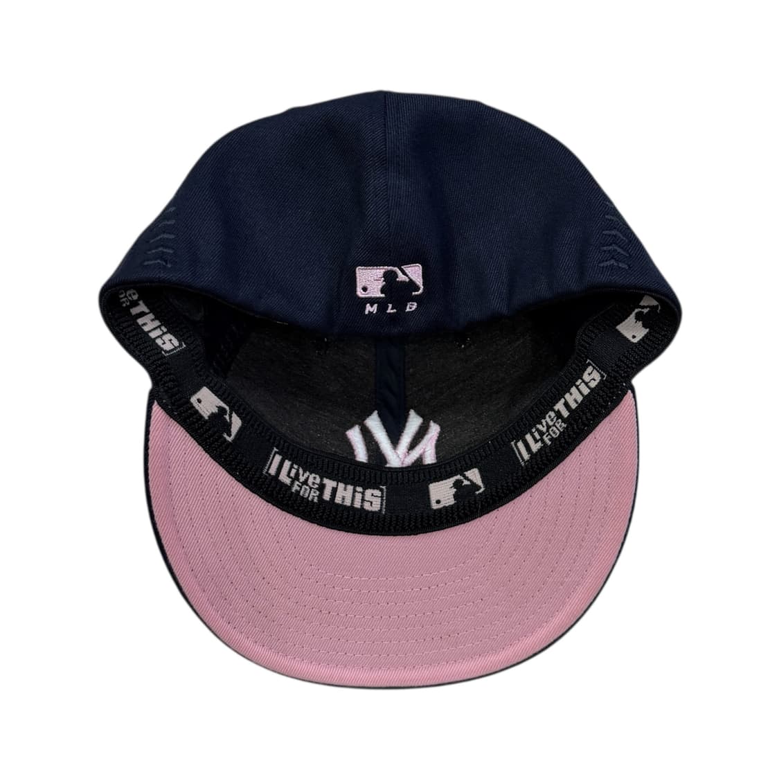 MLB 빈티지 뉴욕양키스 스냅백 모자 네이비 핑크 상품이미지4