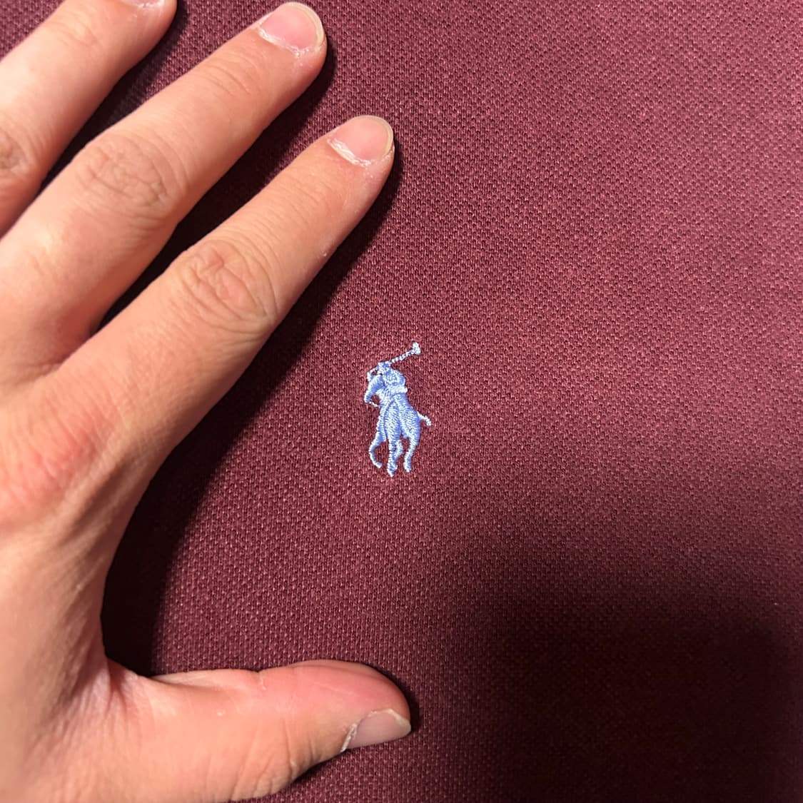 [L] 90s 폴로 랄프로렌 미국생산 포니로고 버건디 카라 반팔 상품이미지2