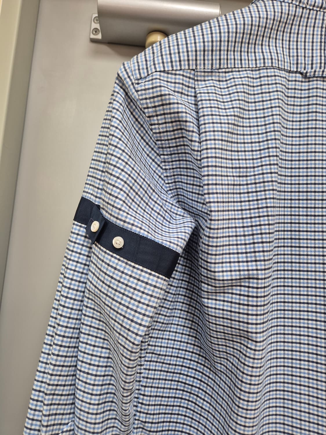 톰브라운 옥스포드 체크셔츠 블루 1사이즈 정품 상품이미지5