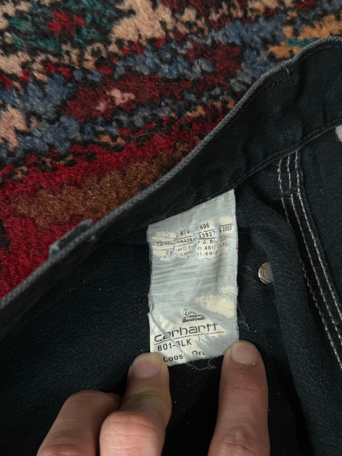 OG USA Made 칼하트 B01 더블니 블랙 칼하트 썩블니 카펜터 상품이미지9