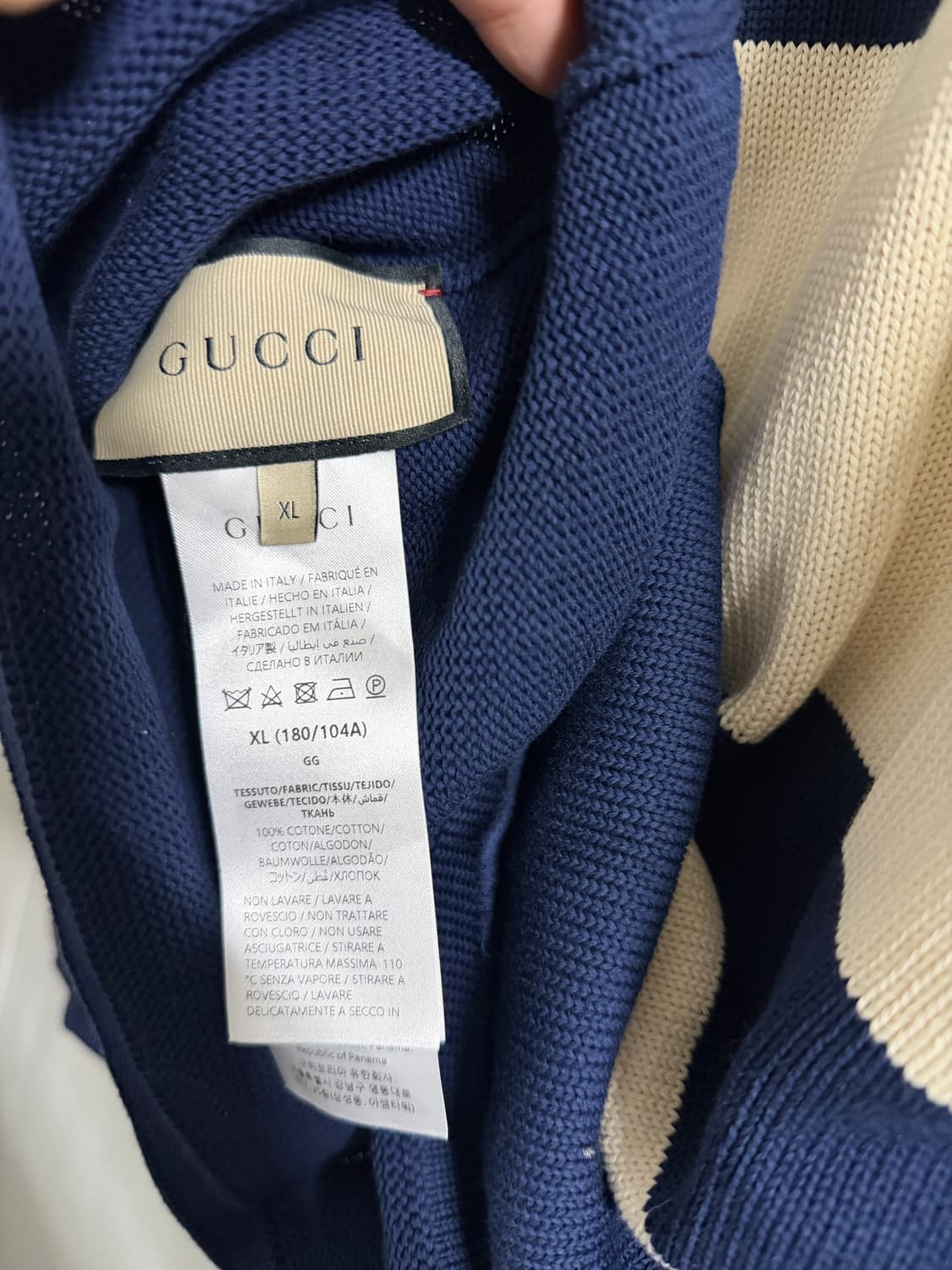 24ss 구찌 니트 코튼 점퍼 인터로킹 G 블루 아이보리 상품이미지8