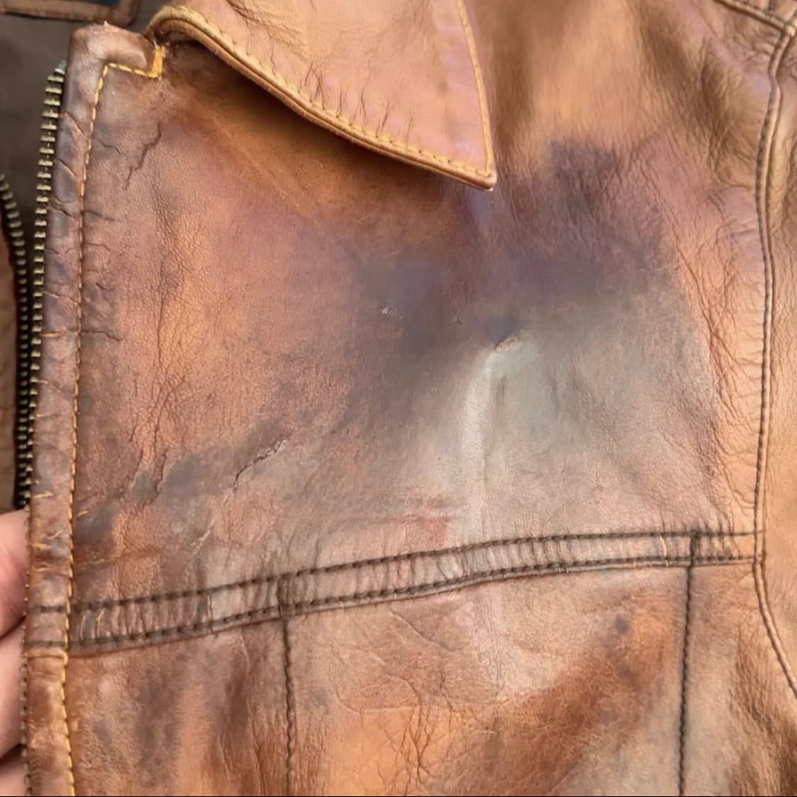 OLD GAP 에이징 브라운 레더 자켓  상품이미지4
