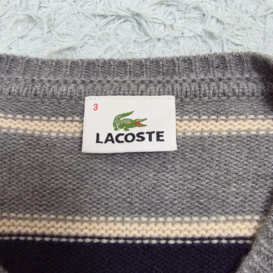 라코스테 남성 스트라이프 울 100% 라운드넥 풀오버 3호(95) 상품이미지5